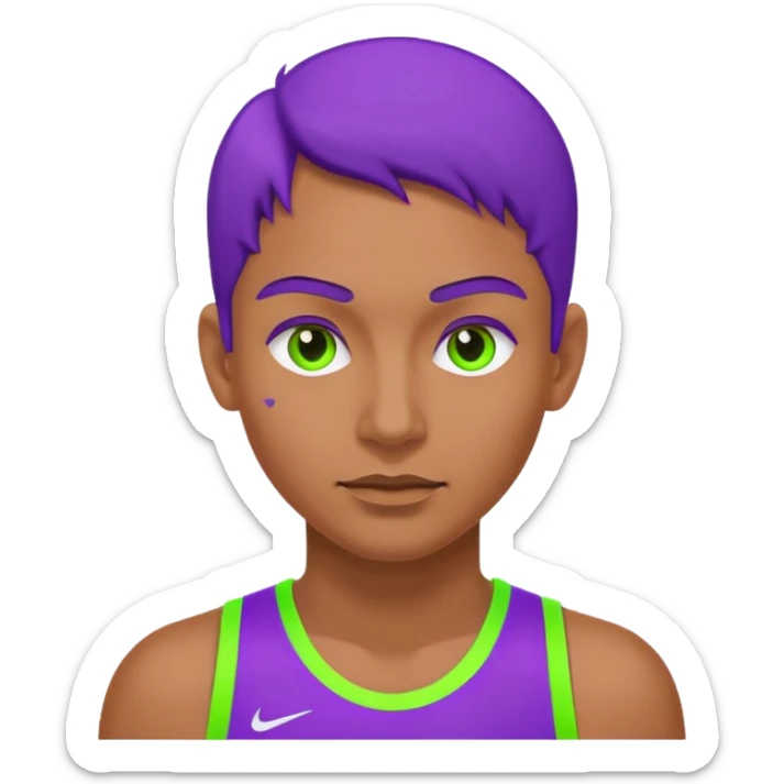 generate for me a sports icon in neon purple and green sticker