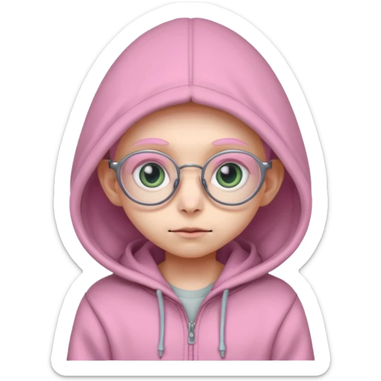 Aliens Pink, hoodie, cute big eyes, glass, thin ears, half body sticker