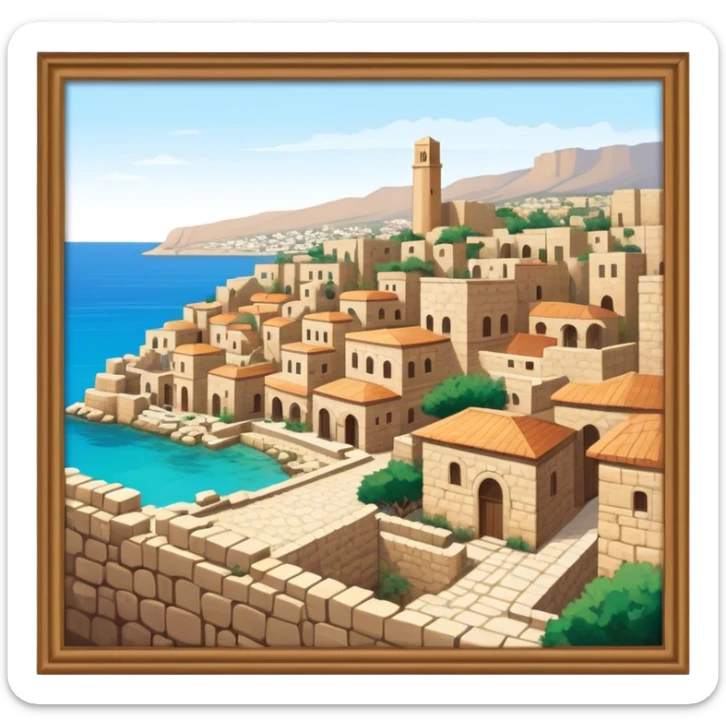 Byblos Old City Landmark Emoji – Portraying the historic stone houses, narrow streets, and Phoenician ruins. sticker