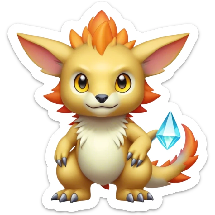 Cute cool colorful fantasy-Digimon-animal-hybrid full body sticker