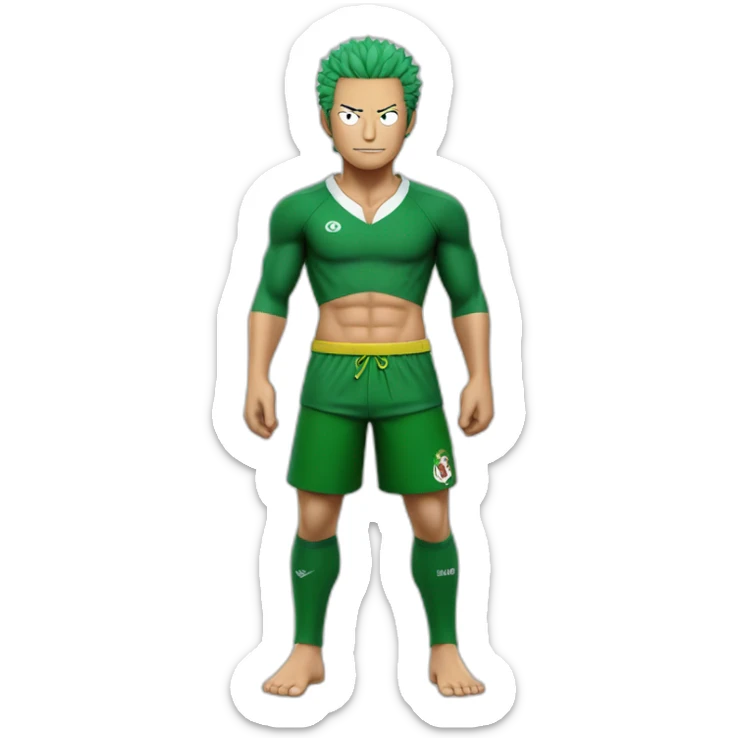 rononoa zoro de one piece qui porte le maillot de foot avec le logo l'Algérie sticker