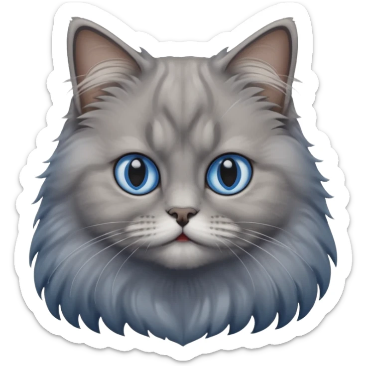 A cat which is a brittish longhair whit is gray color and hes eyes are blue sticker