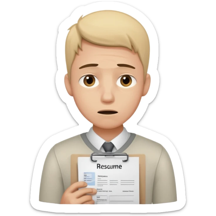 young man in despair applying for jobs with no successs - complete loss or absence of hope - holdng resume sticker