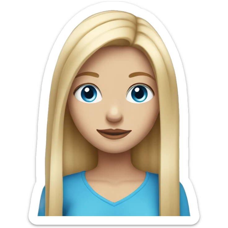 blondie girl with straight and long hair with blue eyes  sticker