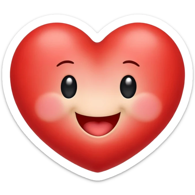 A cute red heart cartoon with a happy face, where the two top lobes of the heart are rounded and designed to look exactly like butt cheeks sticker