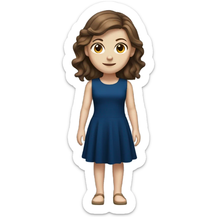 White girl with brown hair dark blue dress full body sticker