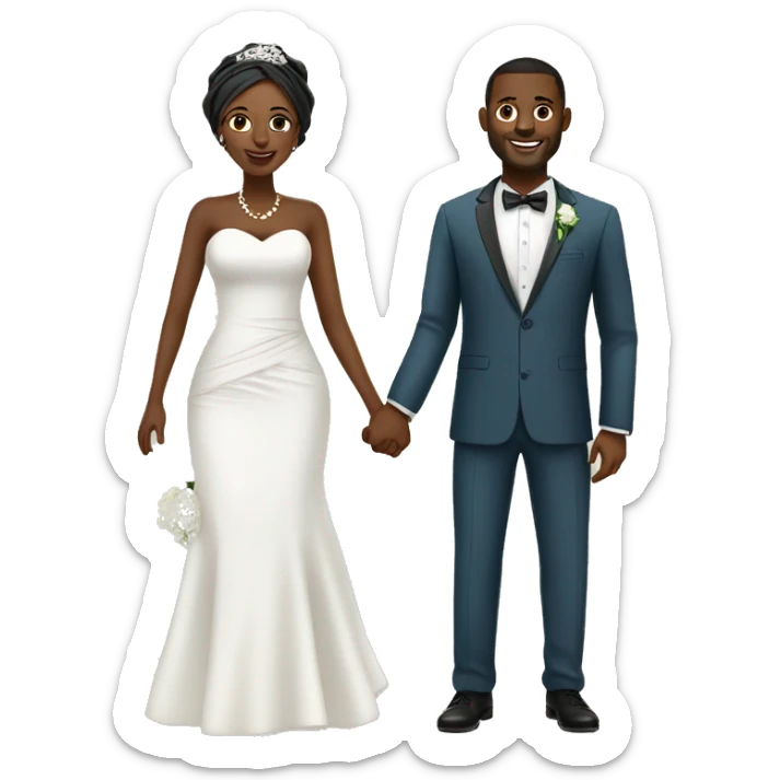 nigeria wedding full body  cartoon african wife to the left and husban to the right sticker
