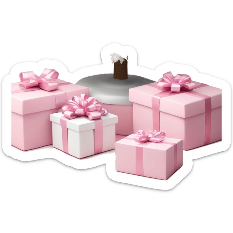 Light pink Christmas gifts under a white Christmas tree  sticker