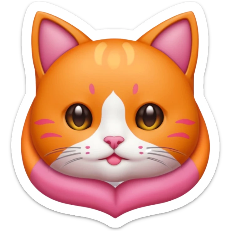 Gato naranja corazón rosa cuerpo entero kawaii sticker