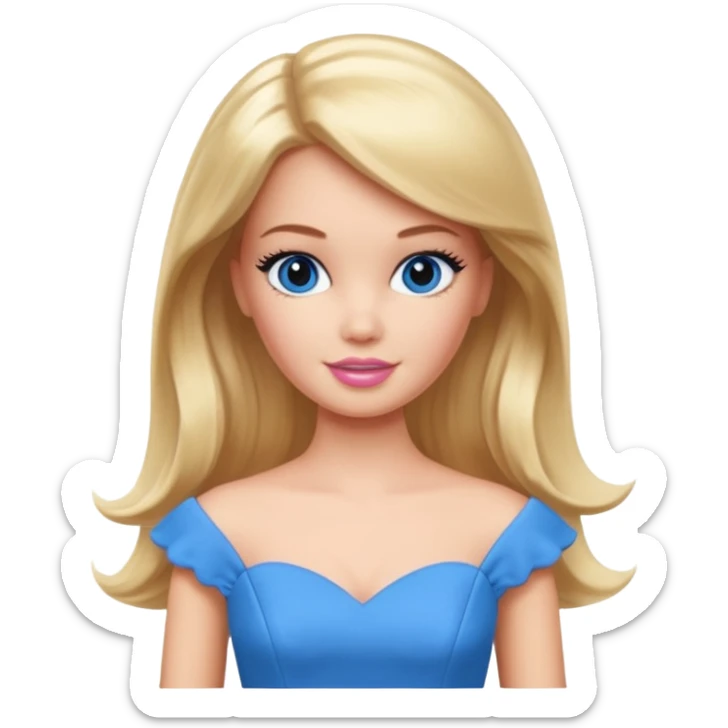 barbie girl dress blue color, half body sticker