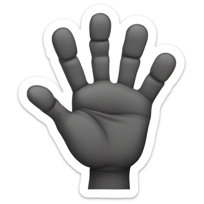 A Hand with 5 fingers the thumb is hidden in the pal of the hand and the middle and ring overlap eachoher  sticker