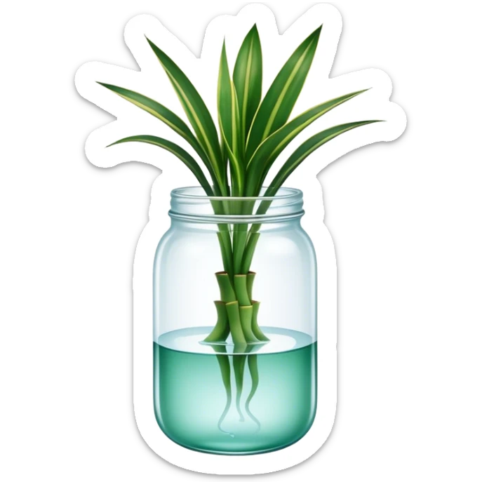 Snake plant (dracaena or sansevieria) with only straight up leaves in a glass jar with water sticker