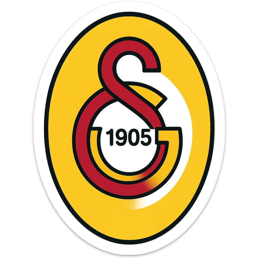 Galatasaray classic crest logo, red and yellow, traditional football badge sticker