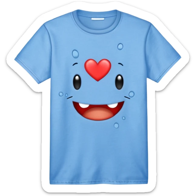Blue shirt with the text I love krabby. And the shirt has holes sticker