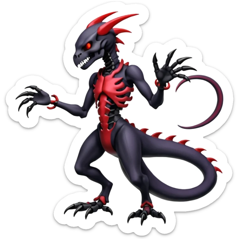 Shiny Futuristic Badass Edgy Dark Evil Spectral Dusky Spooky Skull-faced Cool Hot Stylish Handsome Salandit-Darkrai-Genesect-Fakémon-fusion (full body) sticker
