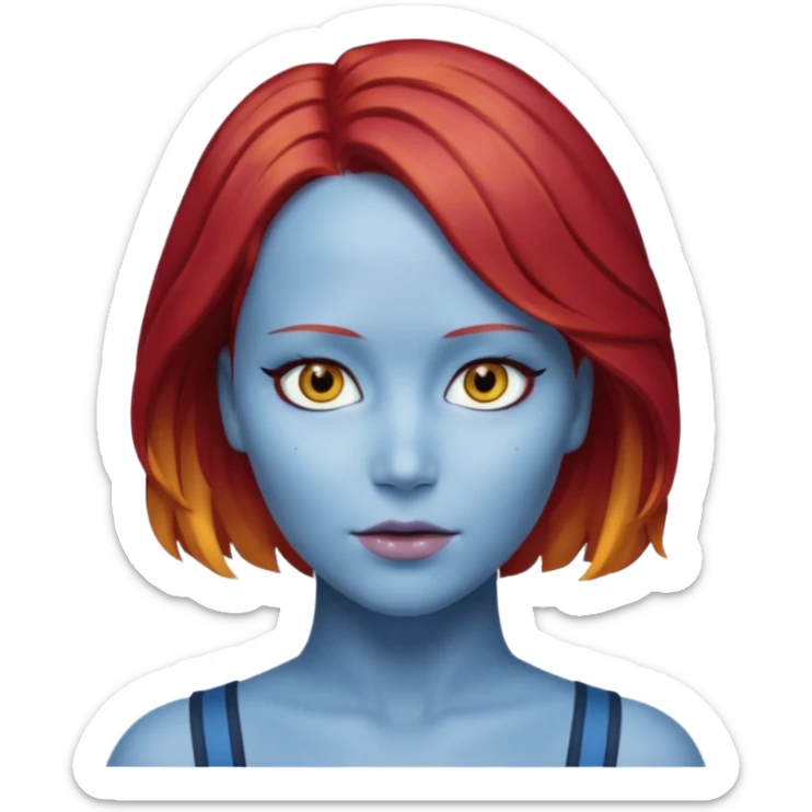x-men mystique red hair yellow eye looks like jennifer lawrence sticker