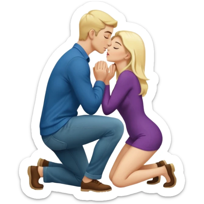 naked man, kneeling, Kissing Butt of a naked blonde Woman sticker