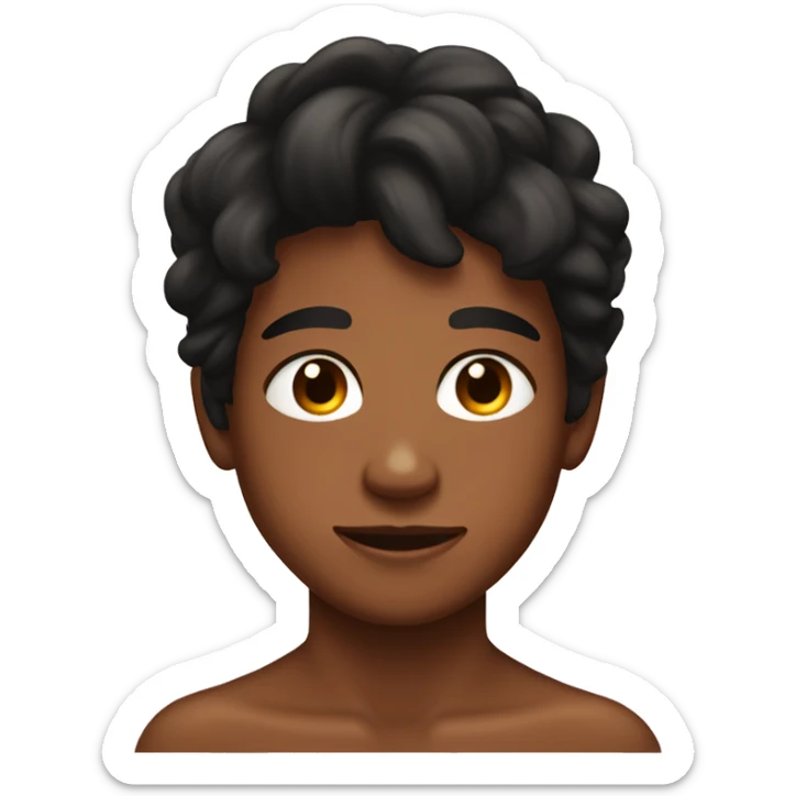 12 year old boy with tanned, black hair and brown eyes doing his skincare routine sticker