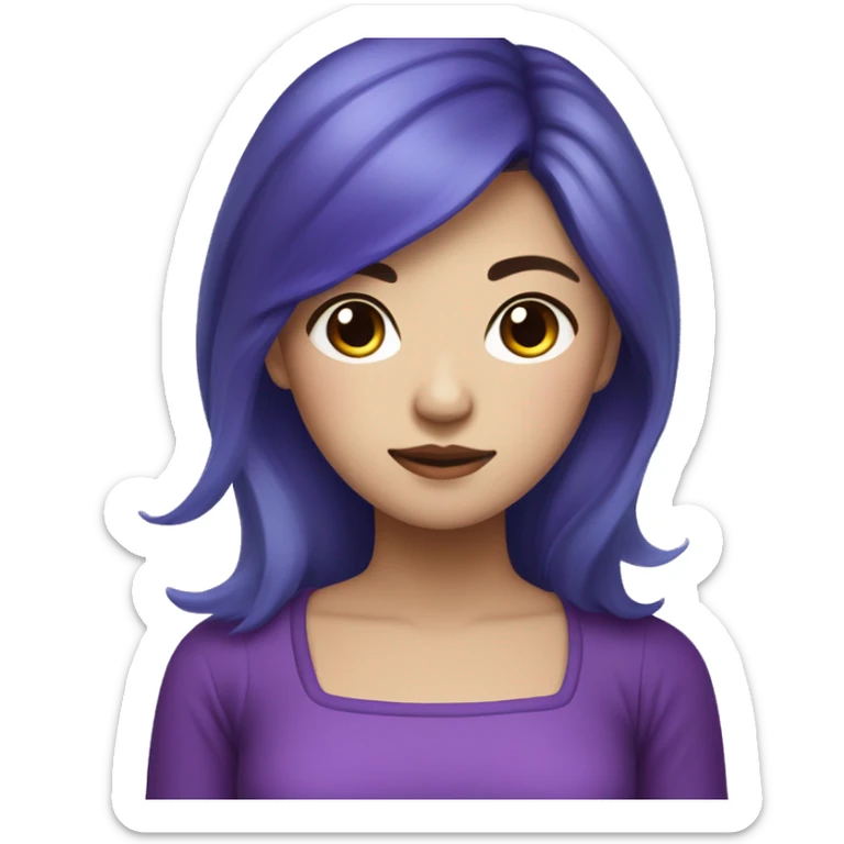 Canadian-Vietnamese-Chinese Female with blue and purple hair and a purple dress with purple eyes sticker