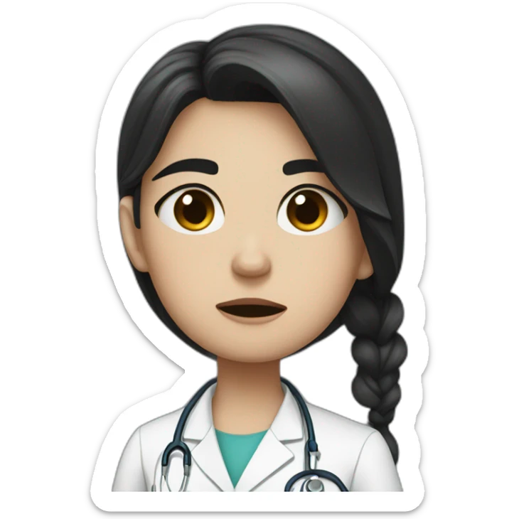 doctor girl with dark hair crying tears sticker