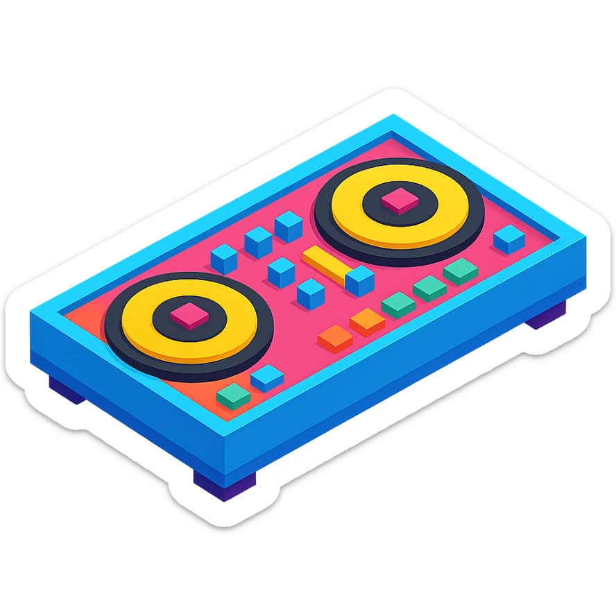 DJ turntables with a sleek design and vibrant colors sticker