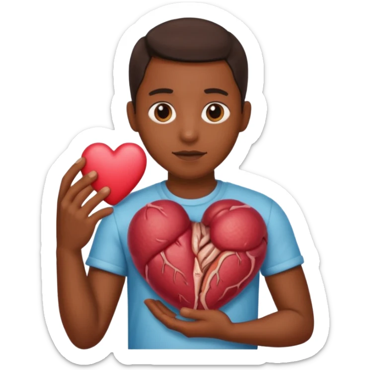 Holding heart out of chest brown skin person sticker