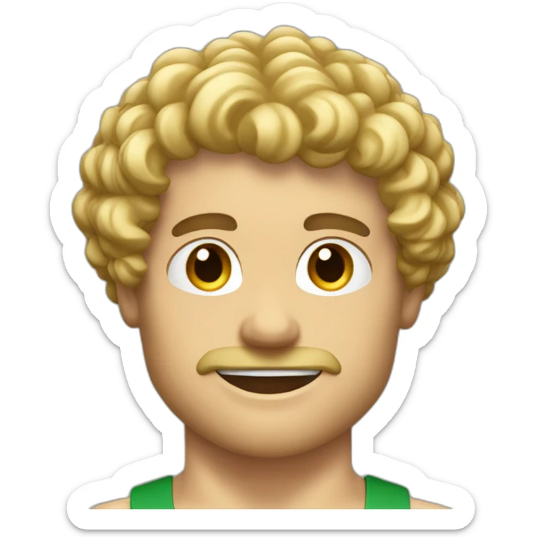 Italian blond curly hair men muscular lift weight sticker