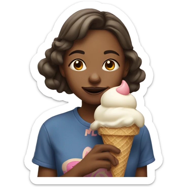 Girl with finger in nose and a ice cream in mouth sticker