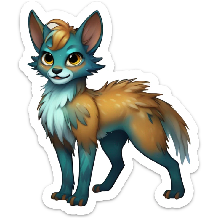 Cool cute Kawaii edgy fantasy shiny animal  fursona Fionbri vernid by griffsnuff & LiLaiRa & Falvie full body sticker