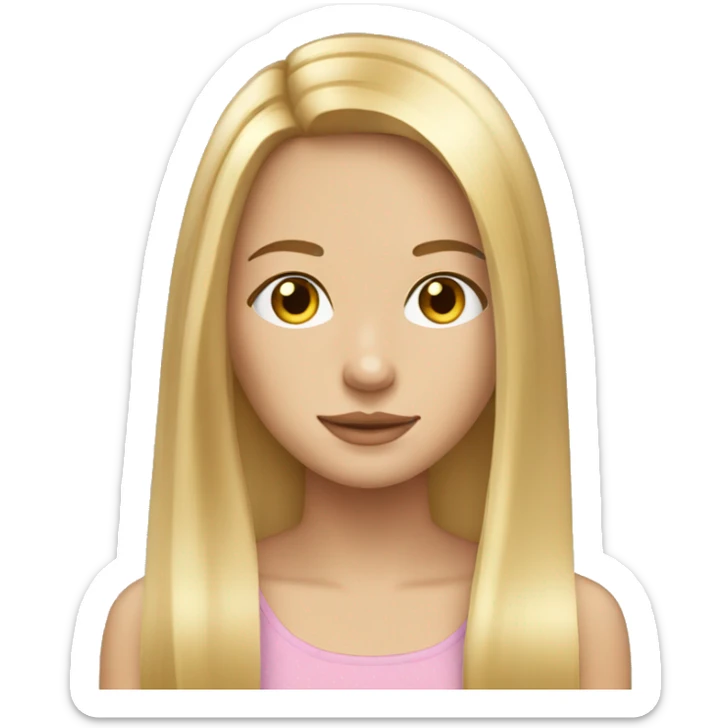 blonde long  straight hair cute girl with hazel eyes with freckles sticker