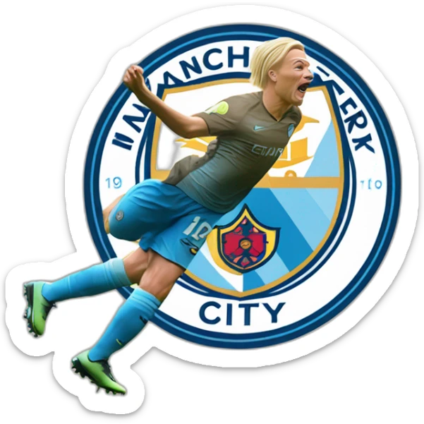 Haaland scoring a goal and the ball being the Manchester City logo sticker
