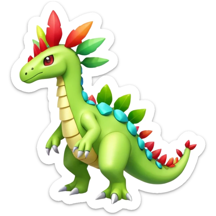 Shiny Colorful Meganium-Amaura-fakemon (full body) sticker
