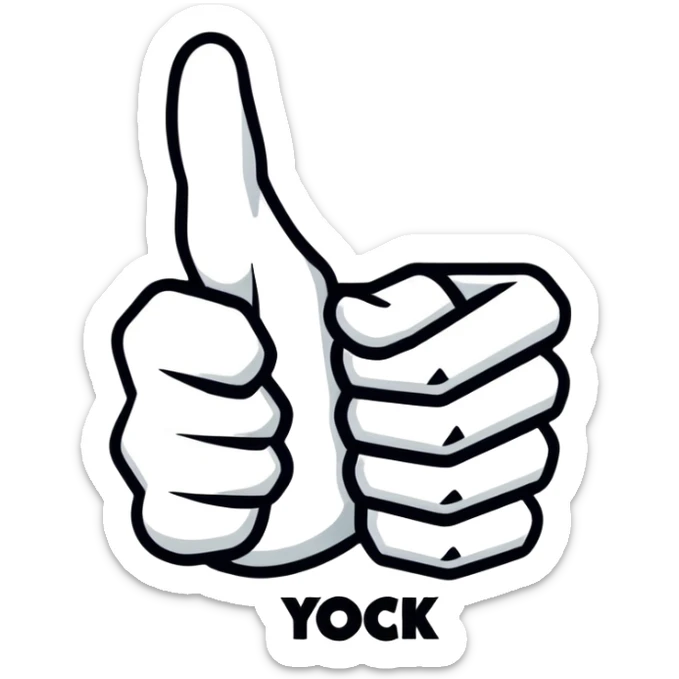 The words “YOU ROCK” stacked on top of eachother with a thumbs up in the middle sticker