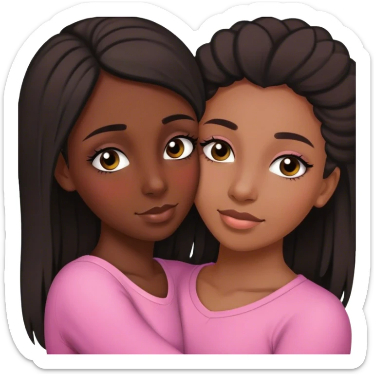 mom and teenage daughter that has eyelashes duo black girls  sticker