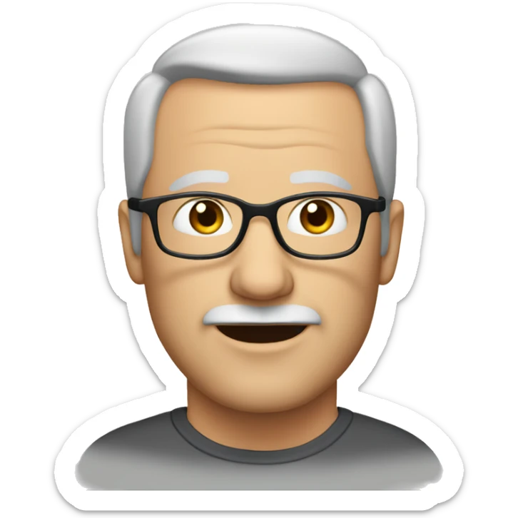 a white middle aged man with glasses an receding hairline, gray hair and stubble sticker
