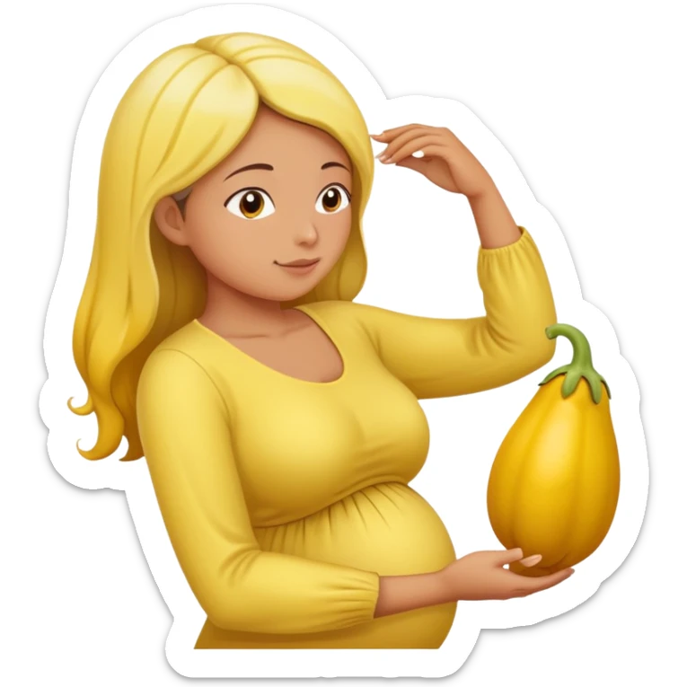 yellow eggplant combined with pregnant person and bowing person, bowing person in profile sticker