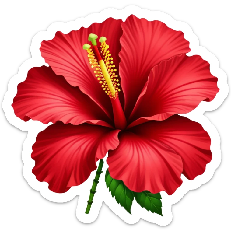 Vibrant red cotton rose hibiscus flower with large petals and prominent stamen sticker