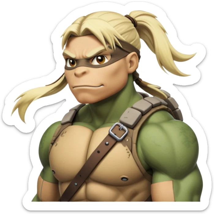 Hun from Teenage Mutant Ninja Turtles, large muscular gang leader with blonde ponytail sticker