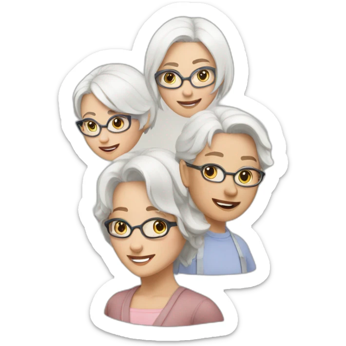 A Couple of two caucasian girls one with white hair and other with short brown hair and glasses sticker