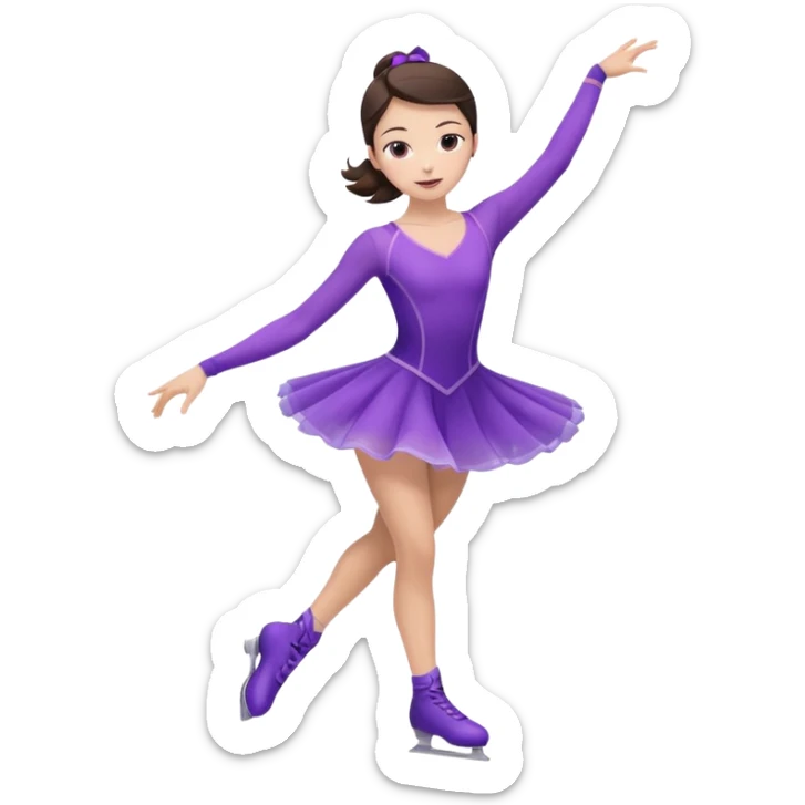 Female brunette figure skater wearing purple outfit spinning  sticker