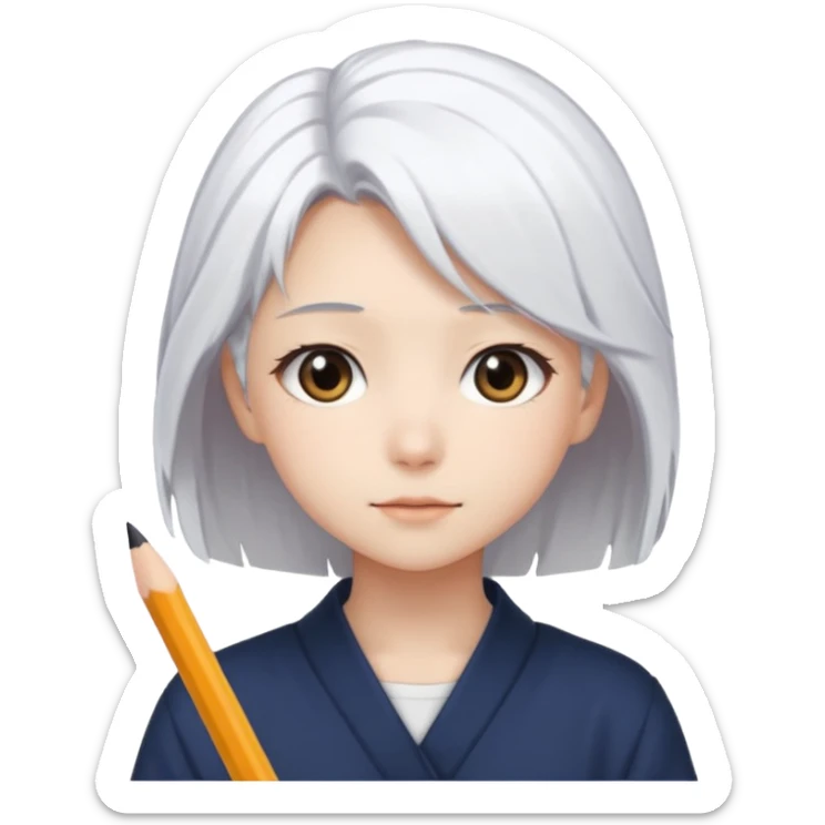 animie dziewczynka białe włosy  kreskuwki pisze he j sticker