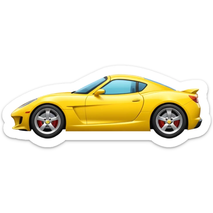 Generate a high-quality iPhone-style emoji of a yellow sports car, sleek and shiny, realistic shading, smooth gradient colors, 3D cartoon-like style, simple white background, high-resolution.

 sticker