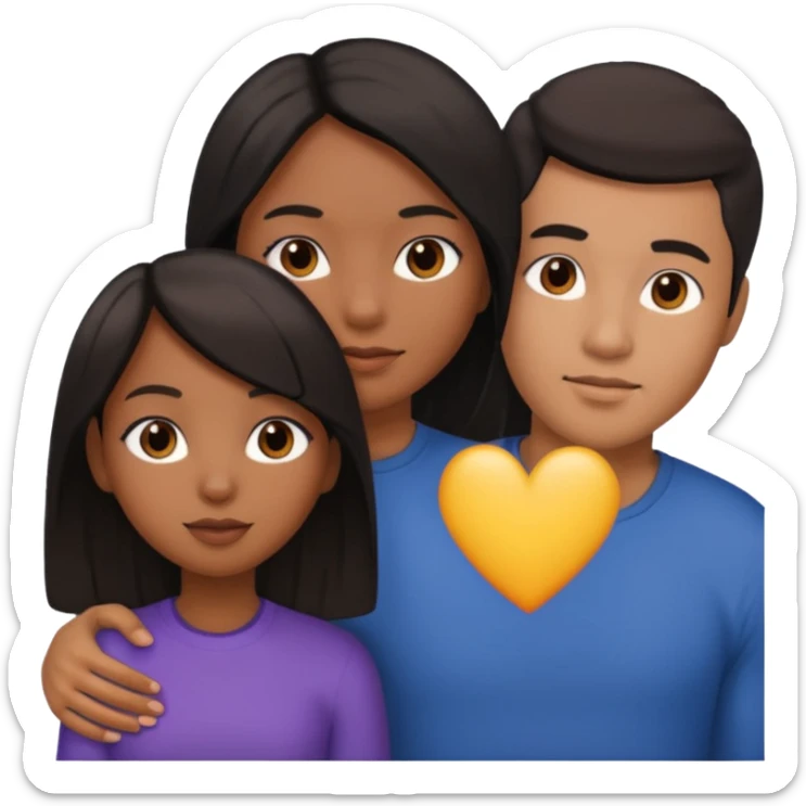 black girl straight hair asian man couple sticker