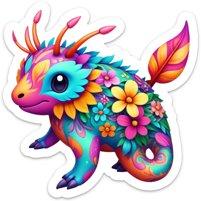 Colorful Floral Fakémon-Pokémon-creature sticker
