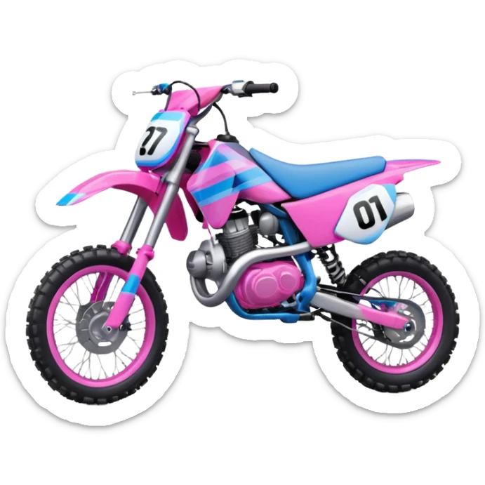 Can you please make a dirt bike emoji like that one but on a pink and blue bike sticker