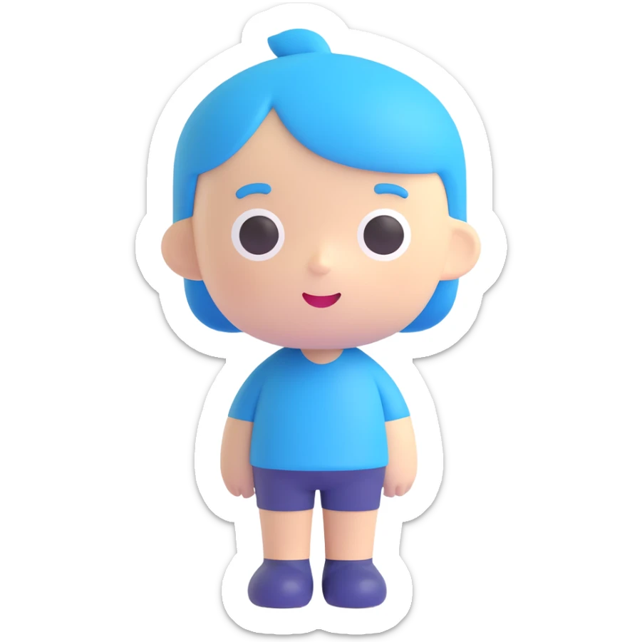 Discord role icon for 'pacientas' patient of a psychiatric clinic, 3D style, #6fe8f3 blue color, soft friendly look, simple face or figure, easy to recognize at small size sticker