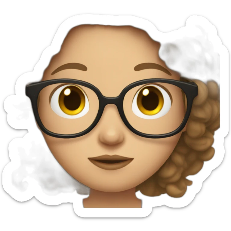 Pregnant White woman with long brown hair and glasses sticker