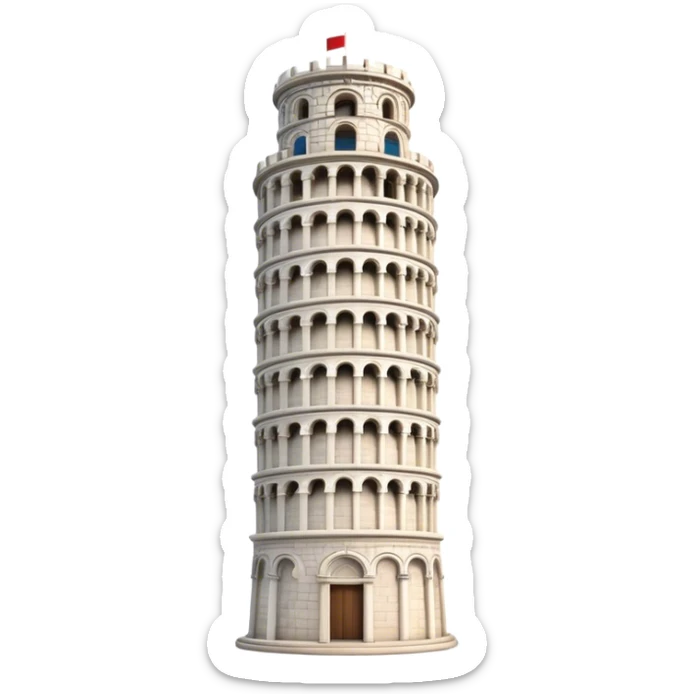 Cinematic Realistic Leaning Tower of Pisa Landmark Emoji, showcasing the iconic medieval tower with intricate stonework rendered with dynamic lighting and detailed textures. sticker