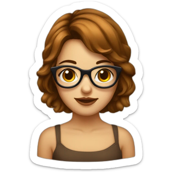 Fille avec cheveux court marrons et avec des lunettes rondes sticker