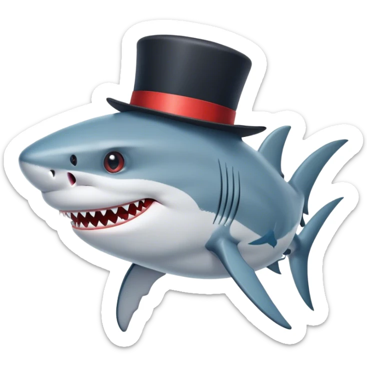 Shark with a top hat sticker